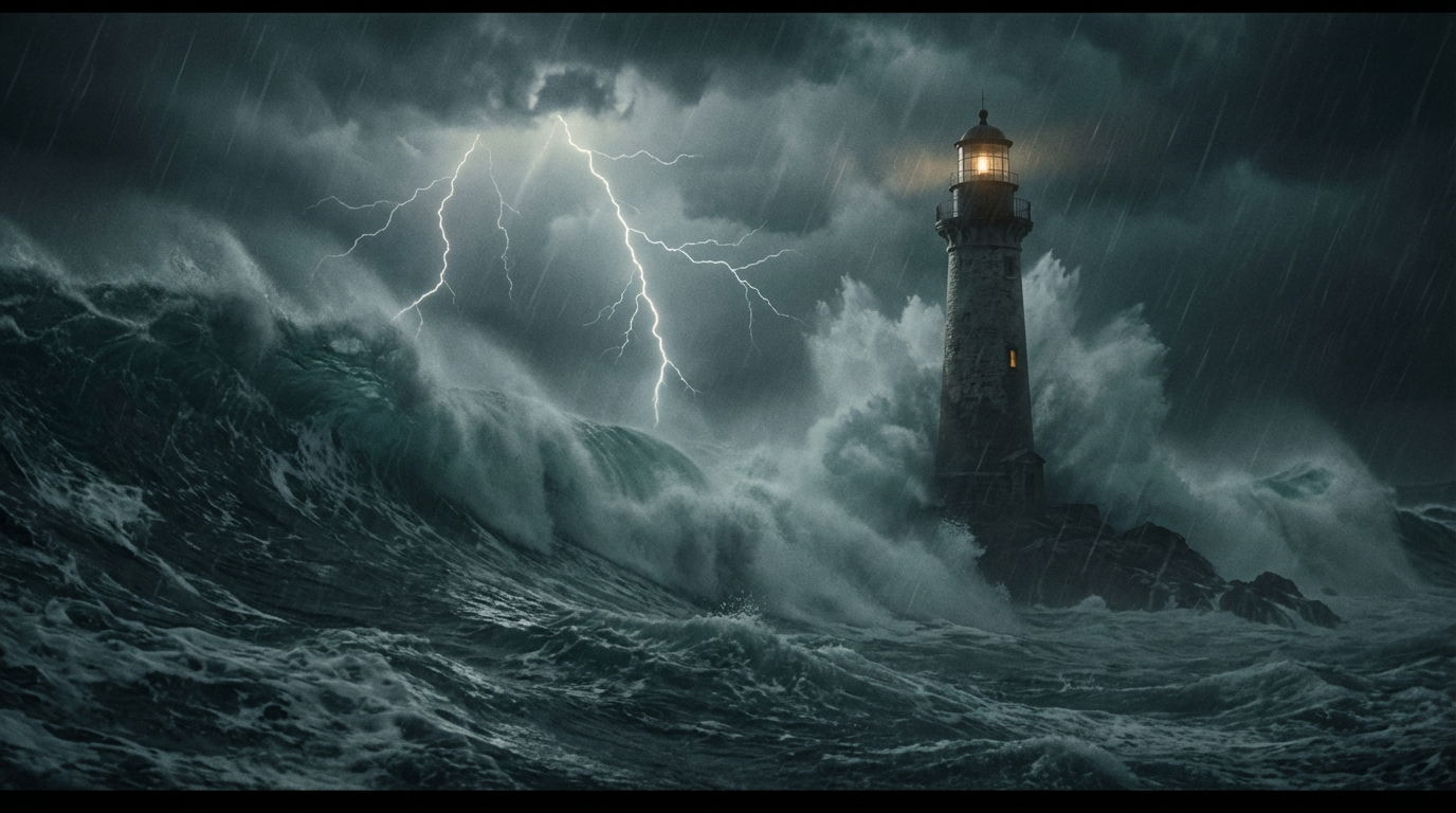 Cinematic 4K video frame of dramatic ocean storm generated by Banananano2