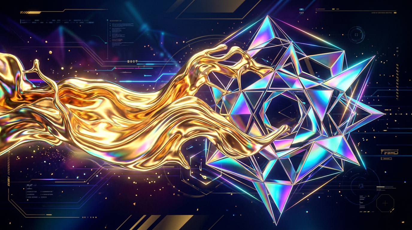 Creative AI-generated motion graphics frame with liquid gold by Banananano2