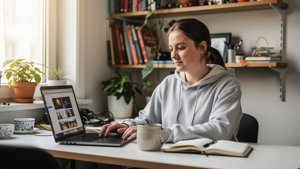 young freelancer working on laptop for how to use ai to create and sell ebooks online