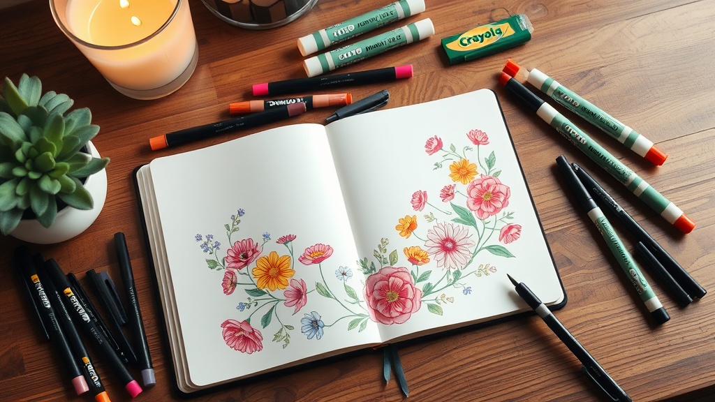 Bullet journal with Tombows and Crayolas
