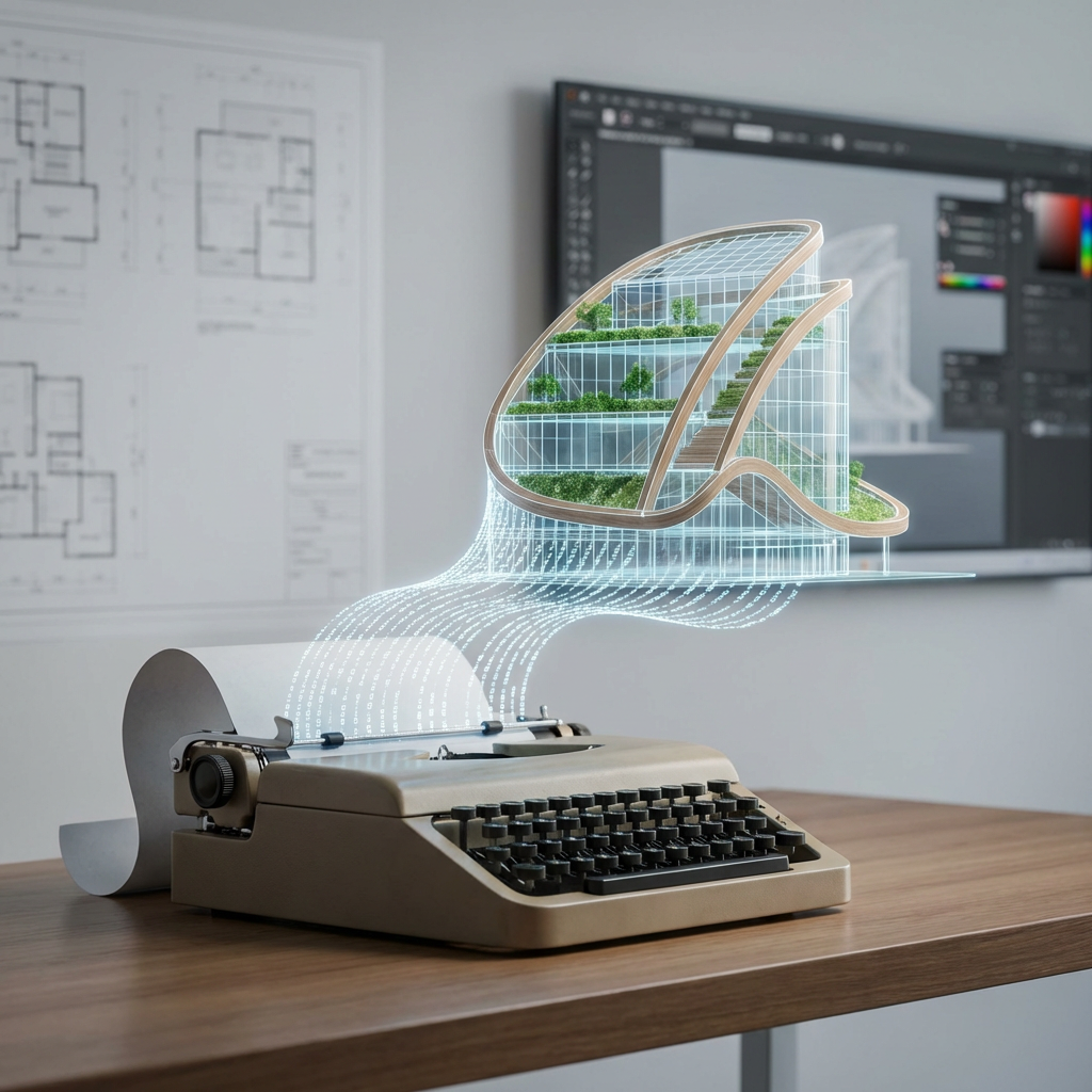 Architectural concept generated from a text prompt