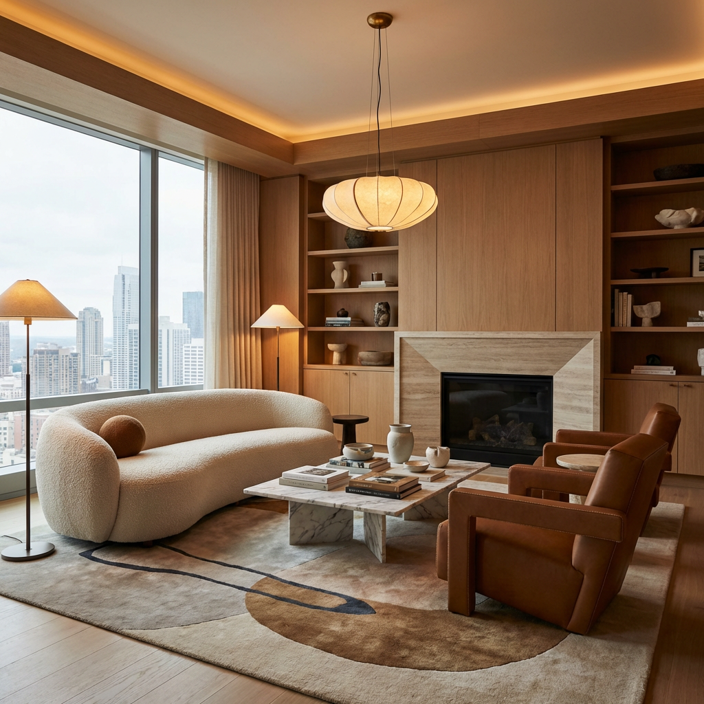 Staged interior design concept for an architectural space