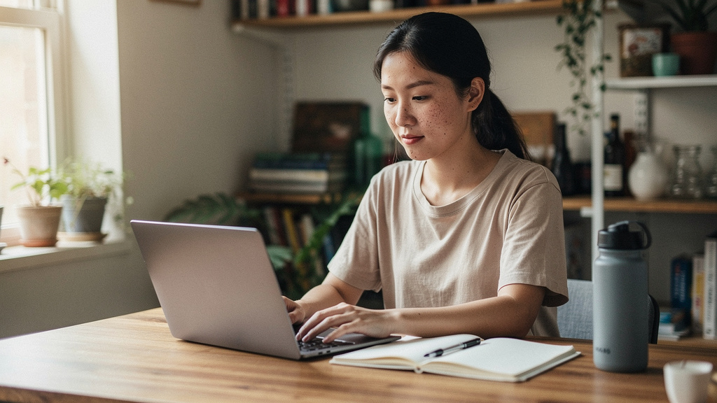 young freelancer working on laptop for how to build a money-making website using ai