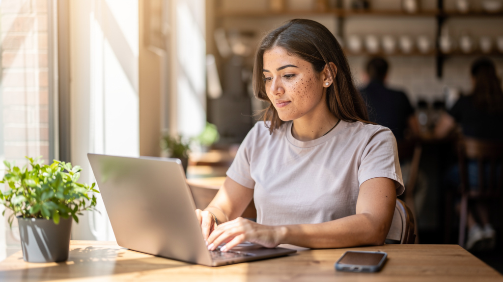 content creator at home office working on how to build a money-making website using ai
