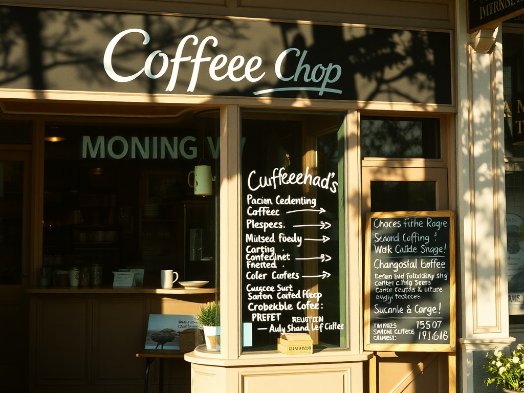 flux-schnell — A vintage coffee shop storefront with hand-lettere