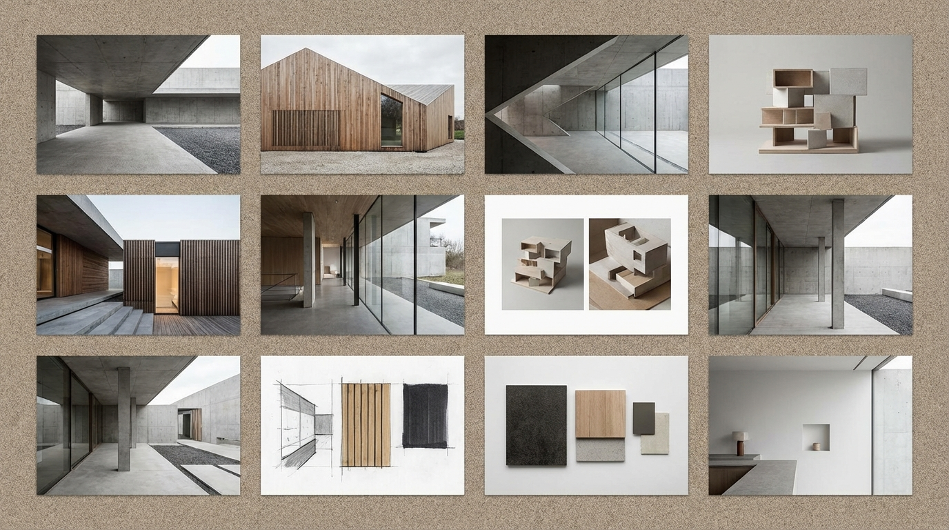 AI generated architecture moodboard for early design inspiration