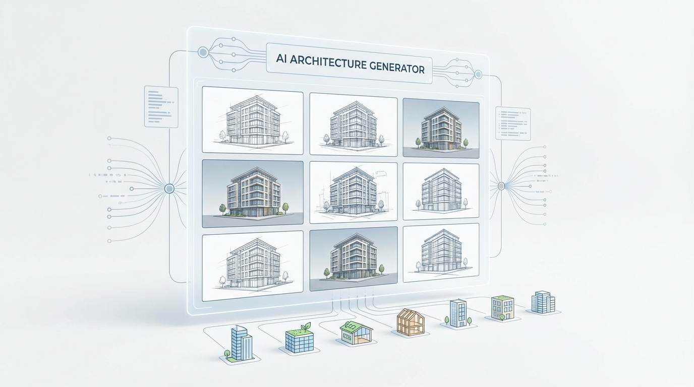 AI architecture generator producing multiple architectural design variations