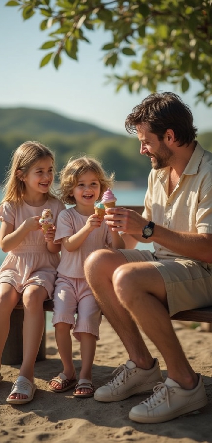 show-the-family-enjoying-ice-cream-at-a-bench-ze5mmx7ka9