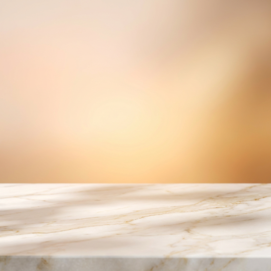 AI-generated product photography background with smooth peach-to-gold gradient and marble surface