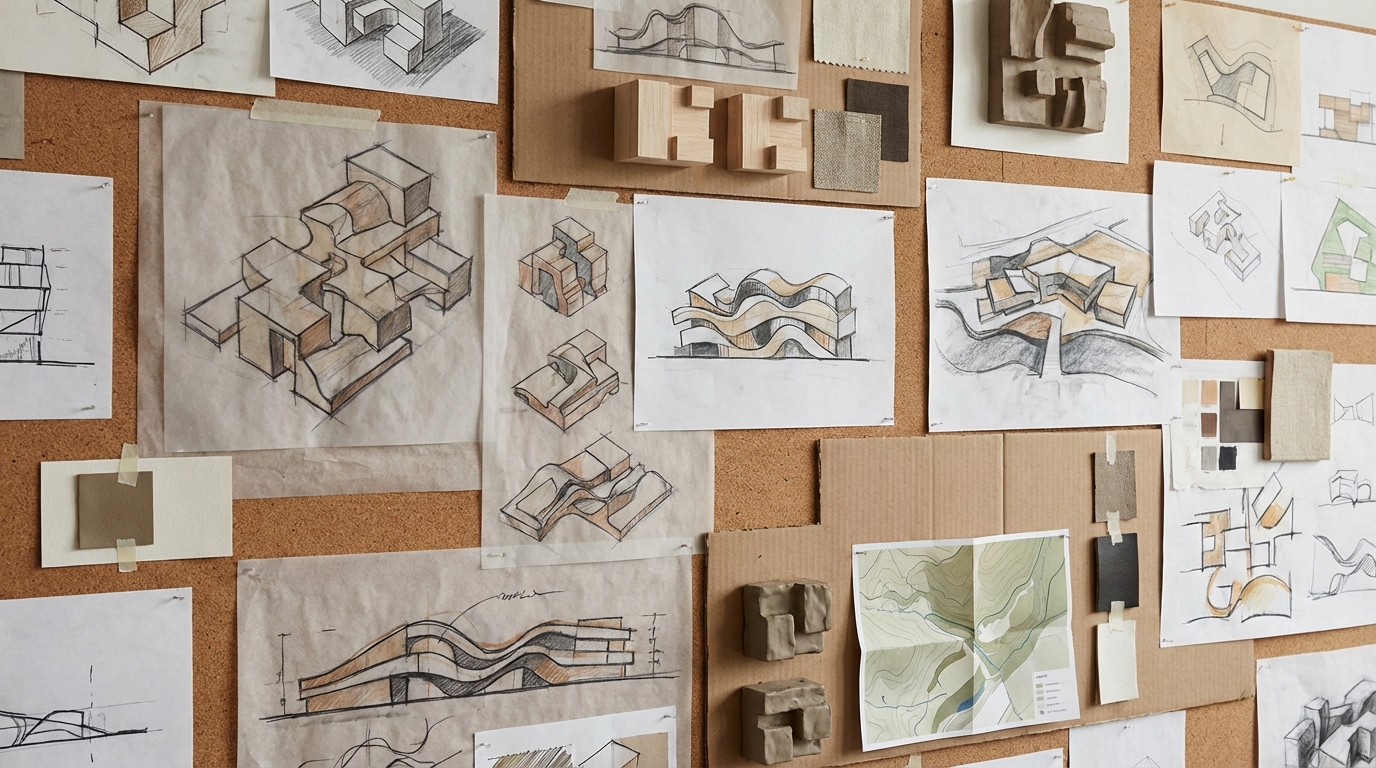 AI architecture generator exploring spatial planning, massing, and facade concept studies