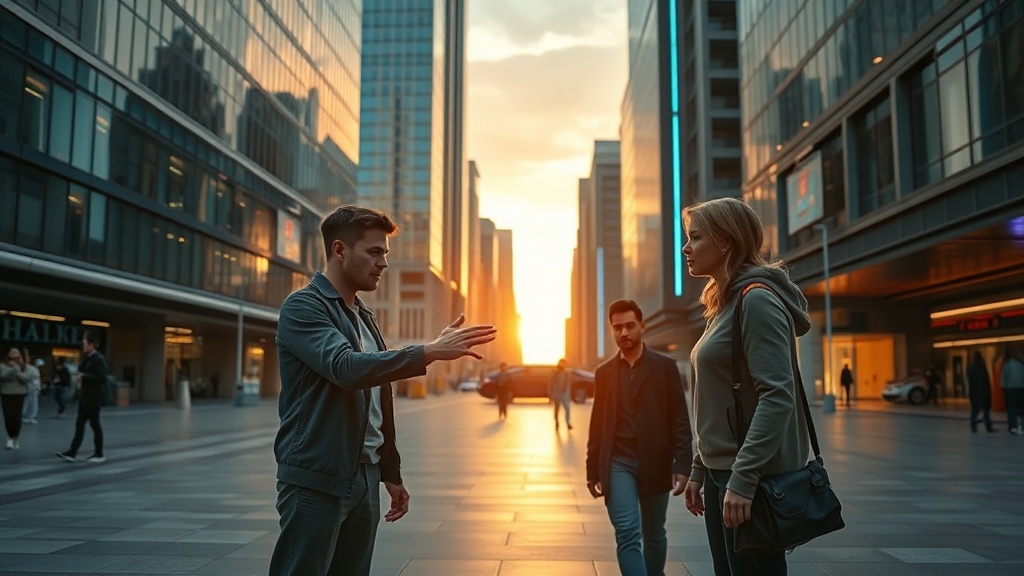 Urban scene of de-escalation and care