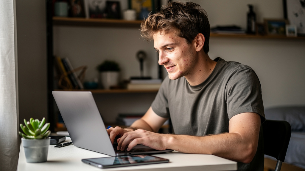 content creator at home office working on how beginners are making money with ai content creation
