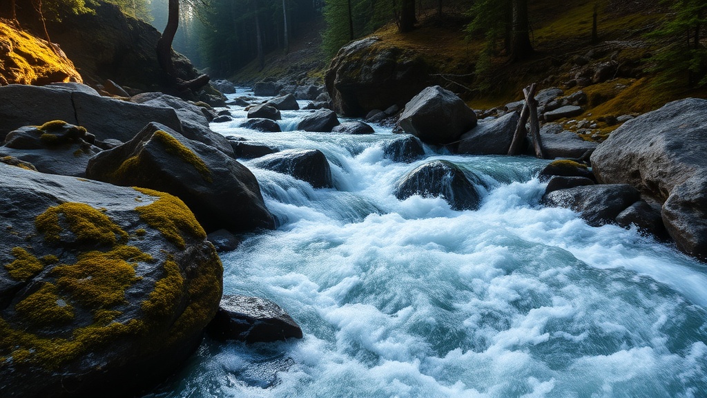 Swollen Cascades creek during spring snowmelt