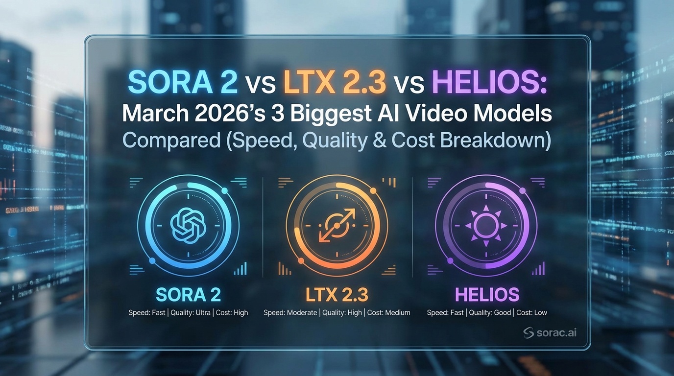 Sora 2 vs LTX 2.3 vs Helios: March 2026's 3 Biggest AI Video Models Compared (Speed, Quality & Cost Breakdown)
