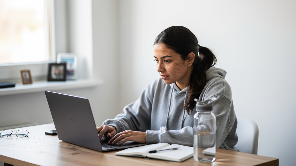 young freelancer working on laptop for how to turn ai into a $500/month side hustle