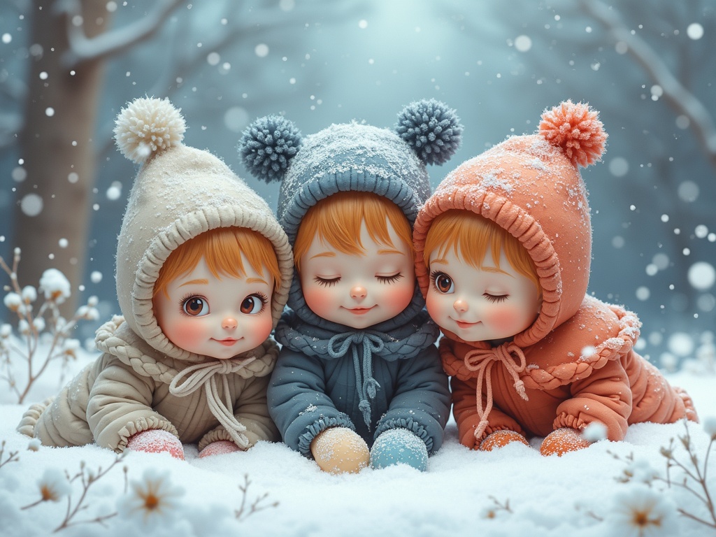 narisovat-troe-detej-s-papoj-v-shapkah-kurtkah-8qbxz2w756