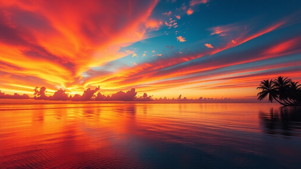 Tropical Ocean Sunset Phone Wallpaper Created with AI