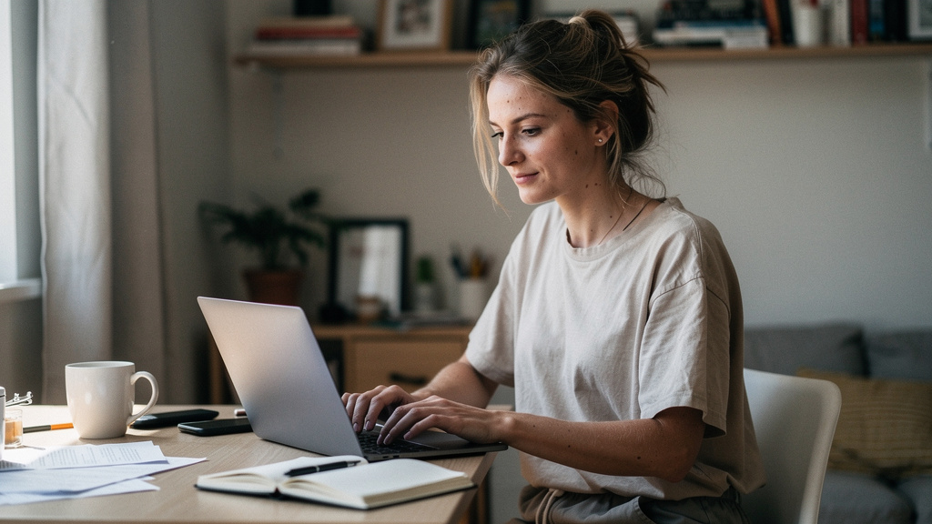 content creator at home office working on the easiest ai side hustle anyone can start in 2026