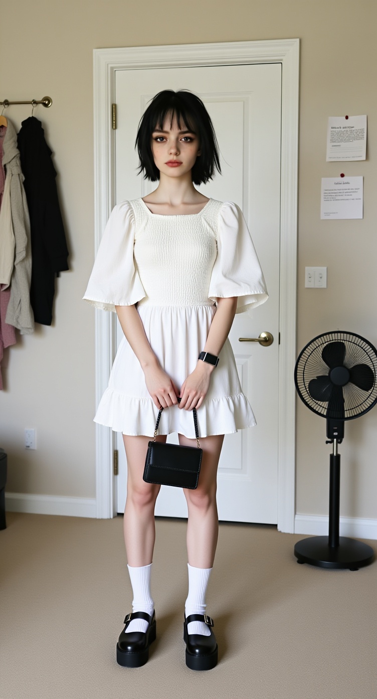 a-girl-standing-indoors-in-a-bedroom-positioned-in-rnbk33dyq