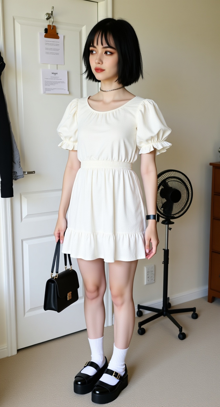 a-girl-standing-indoors-in-a-bedroom-positioned-in-qor2lnduj