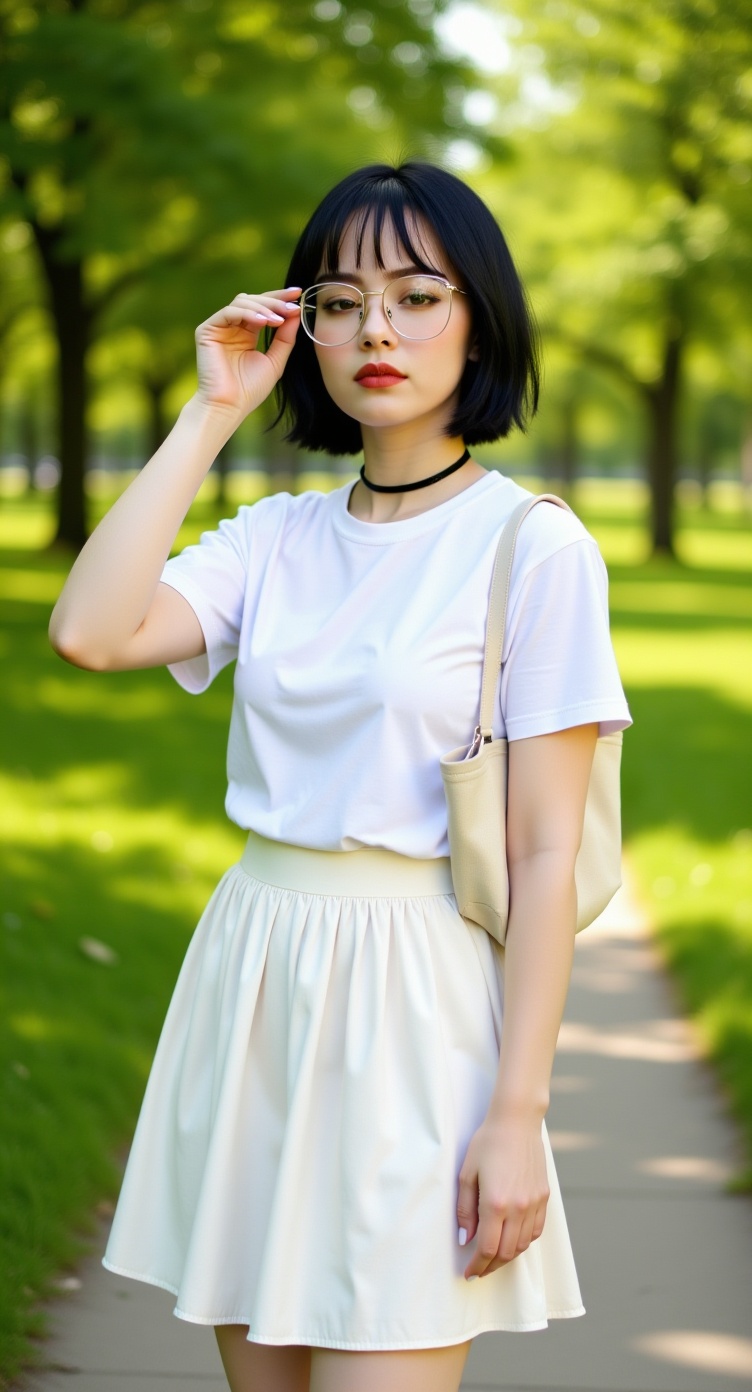 a-young-woman-standing-outdoors-in-a-green-park-rzhunqfbbs