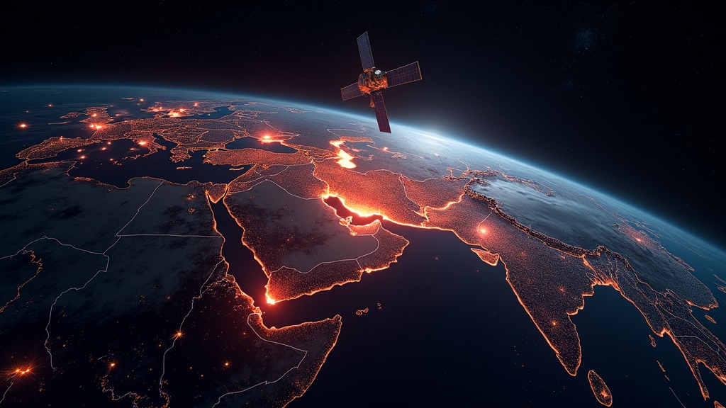 Contraste entre la vida urbana cotidiana y la tensión tecnológica global