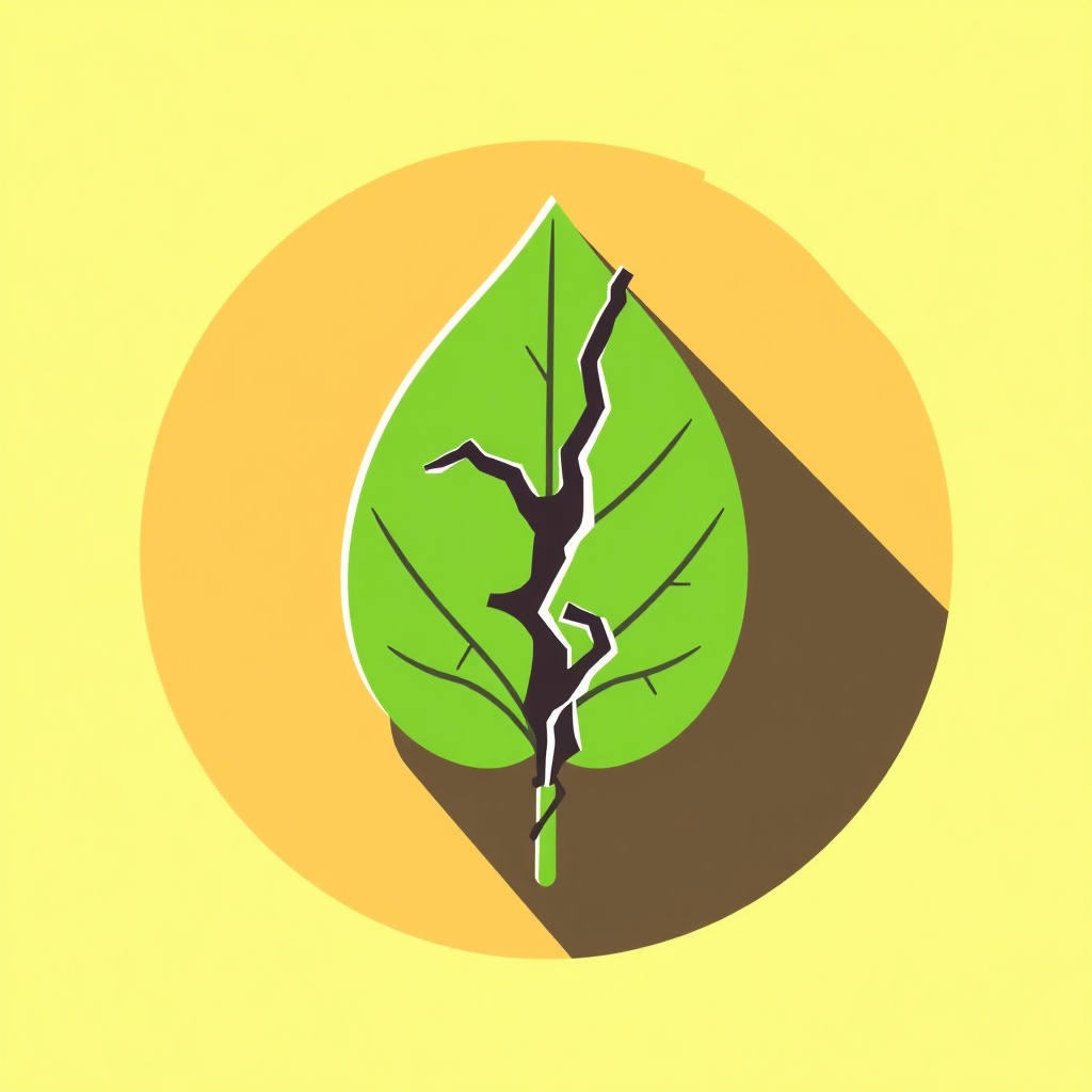 Icon of a cracked green leaf label representing greenwashing in fashion