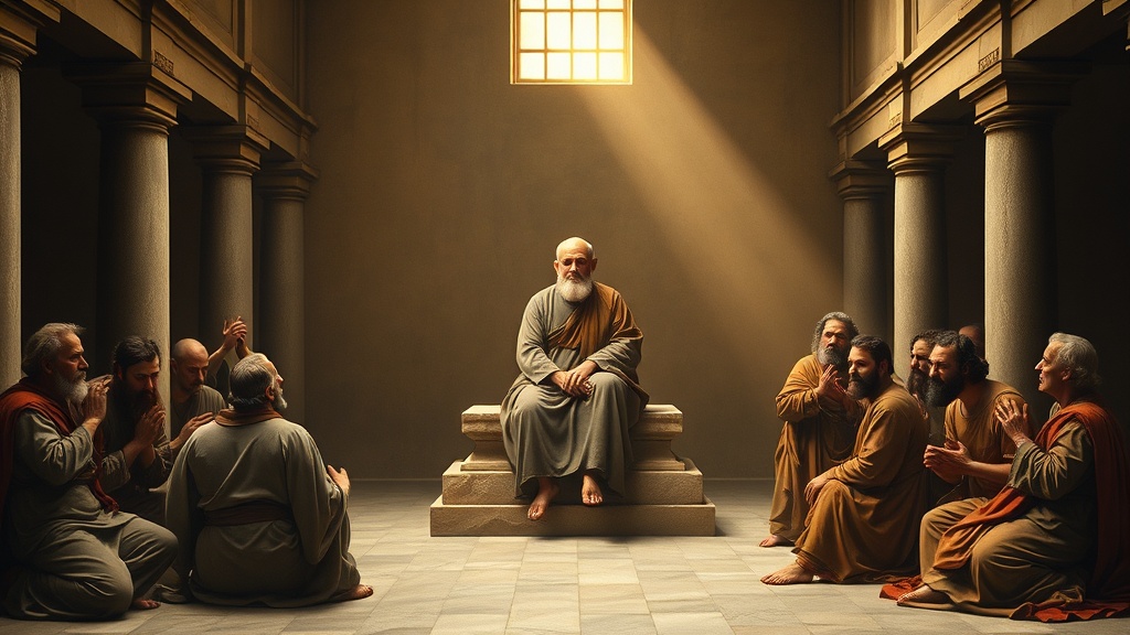 Allegorical religious tableau for sermon