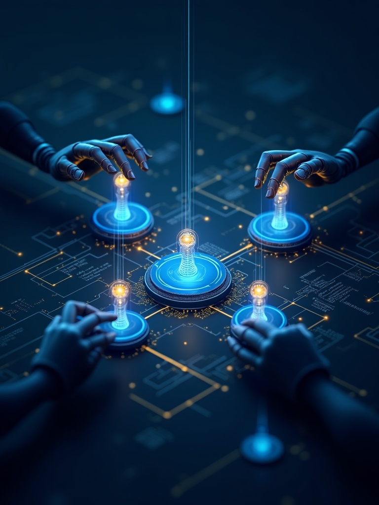 AI Agents Collaboration — Portrait