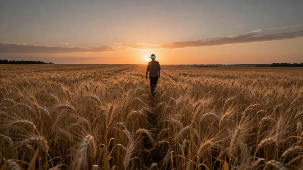 Golden wheat field at sunset
