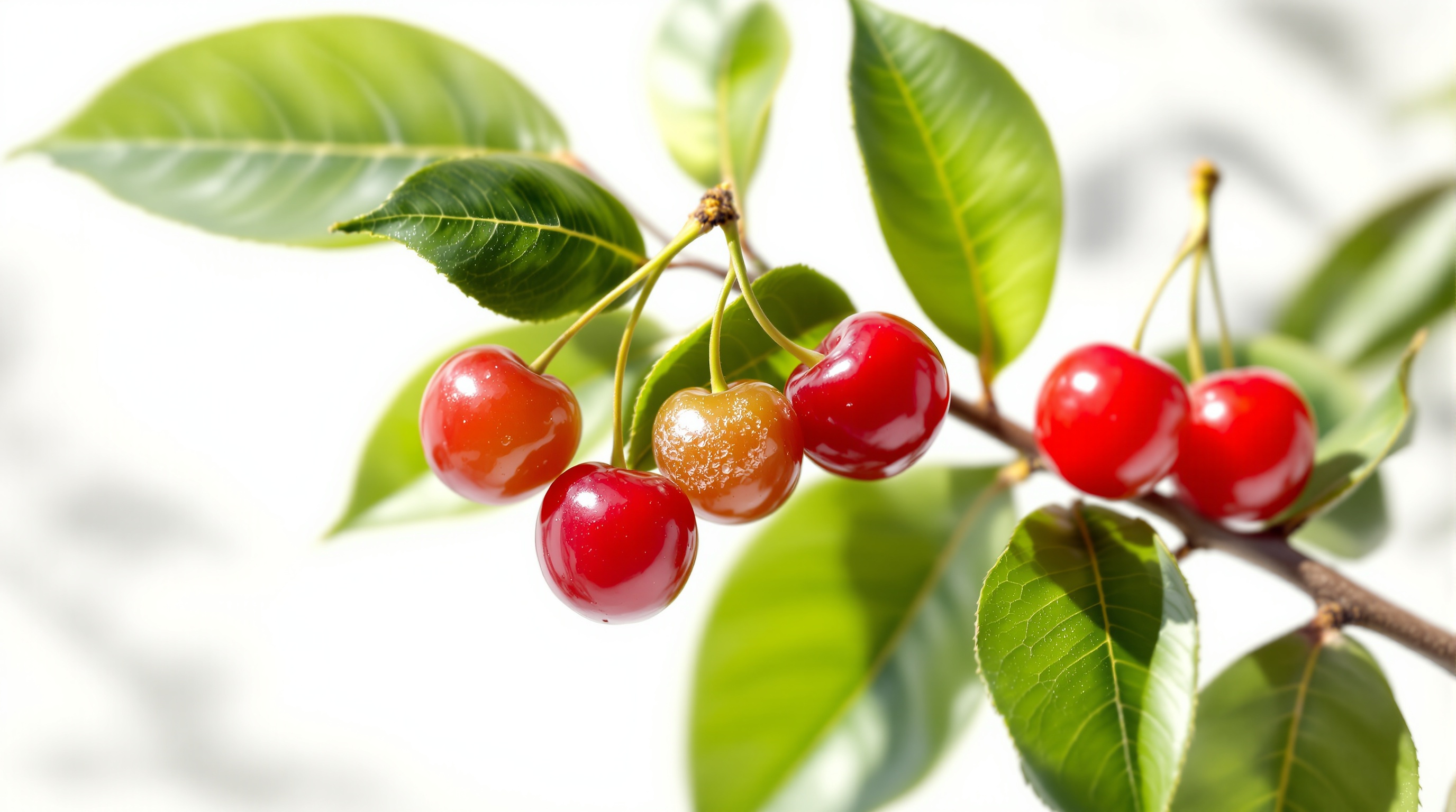 강력한 항산화 작용을 가진 아세로라 체리의 선명한 접사 이미지
