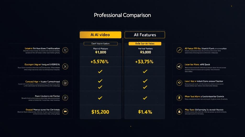 Professional feature comparison chart between AI video platforms