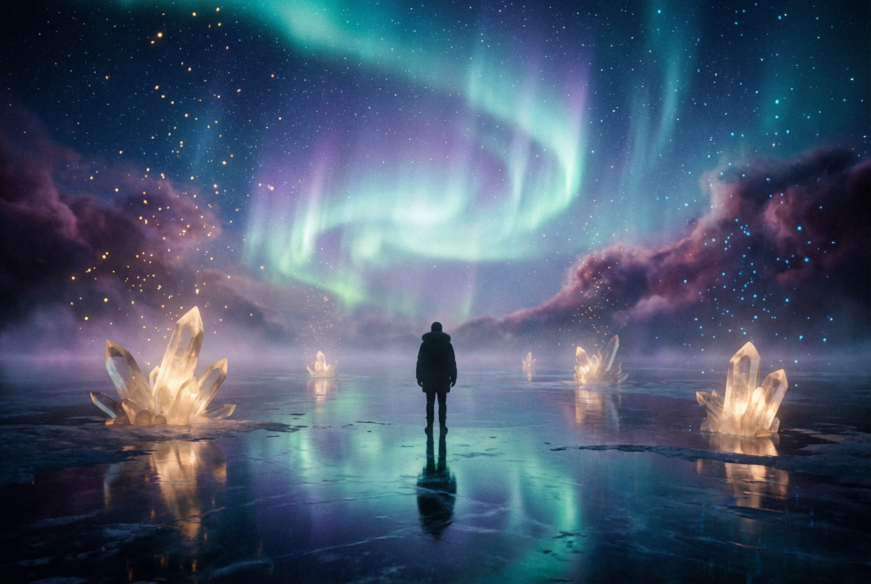 AI music video template showing a euphoric trance visual landscape