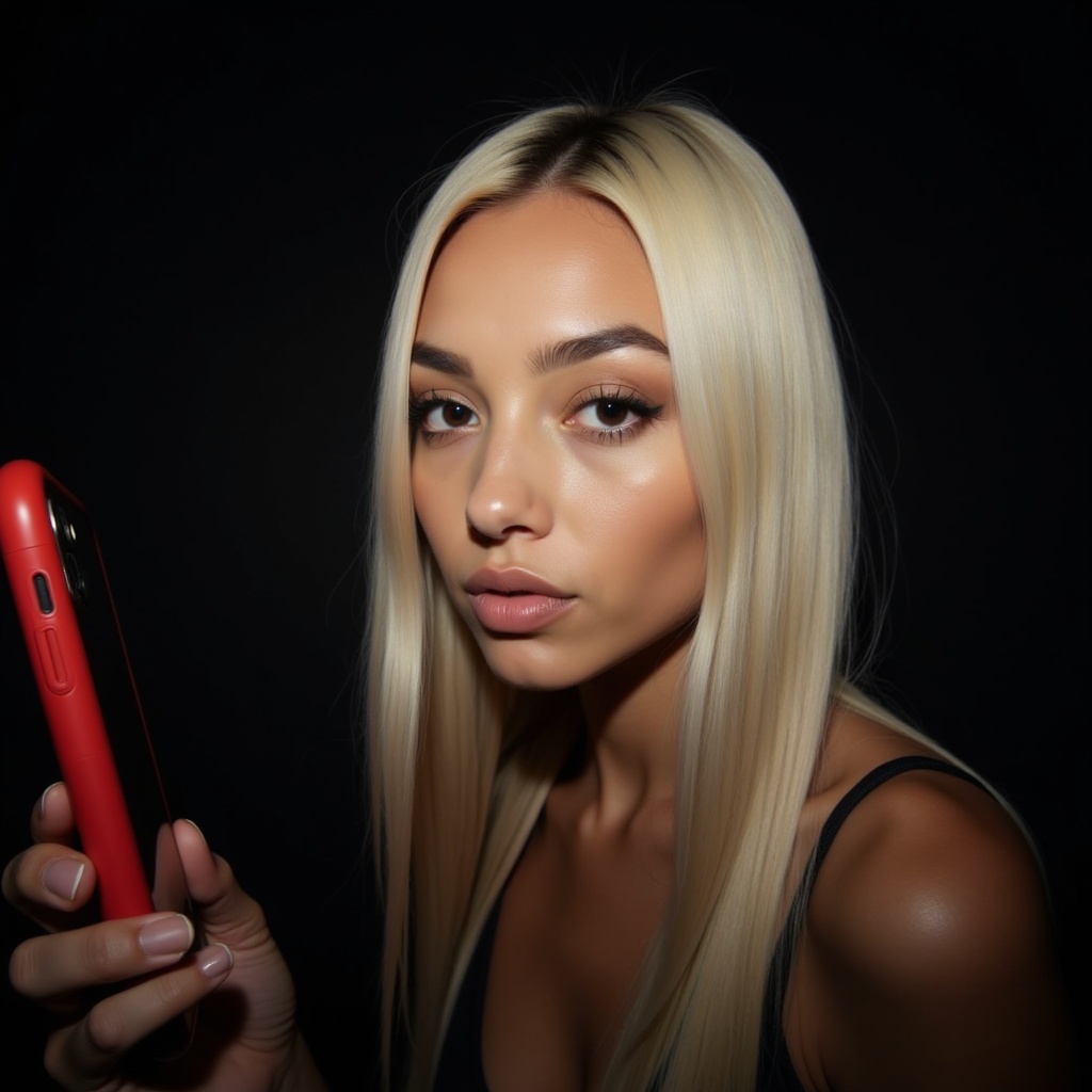 flash-selfie-of-a-young-woman-with-long-sleek-7bjucr39vx