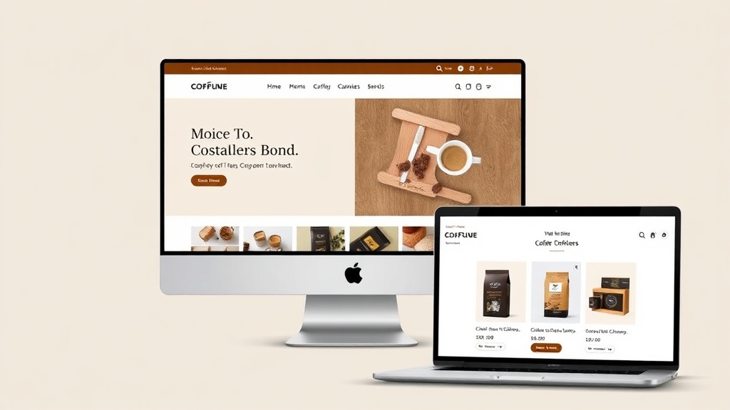Mockup e-commerce de boutique de café