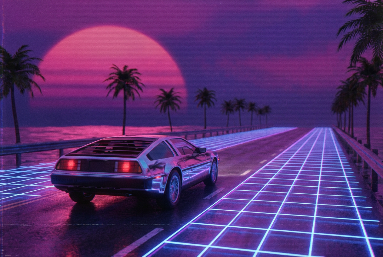 Retrowave Drive pop music video template