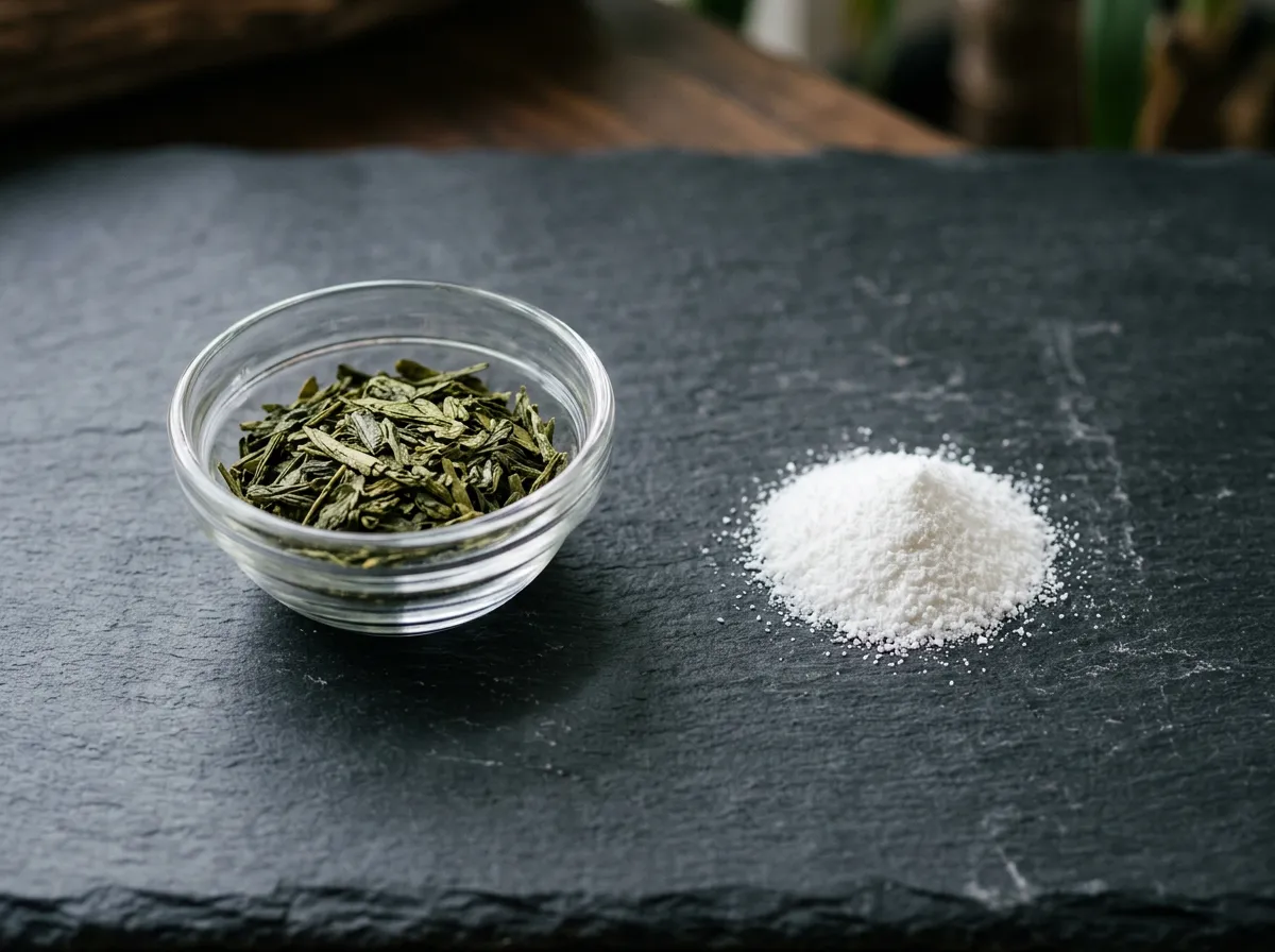 synergia kofeínu a L-theanínu pre športový výkon supporting visual showing ingredients and context