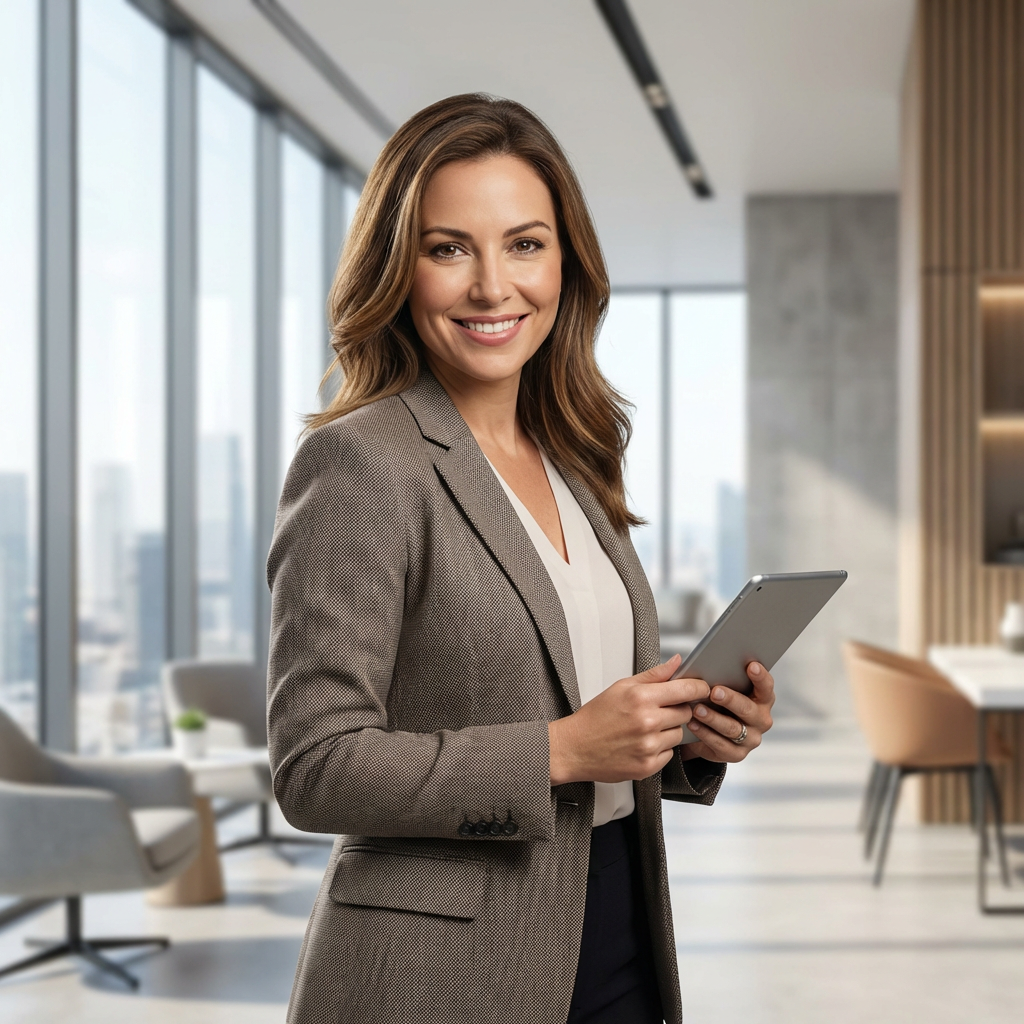 AI-generated professional business portrait with magazine-quality retouching in 4K