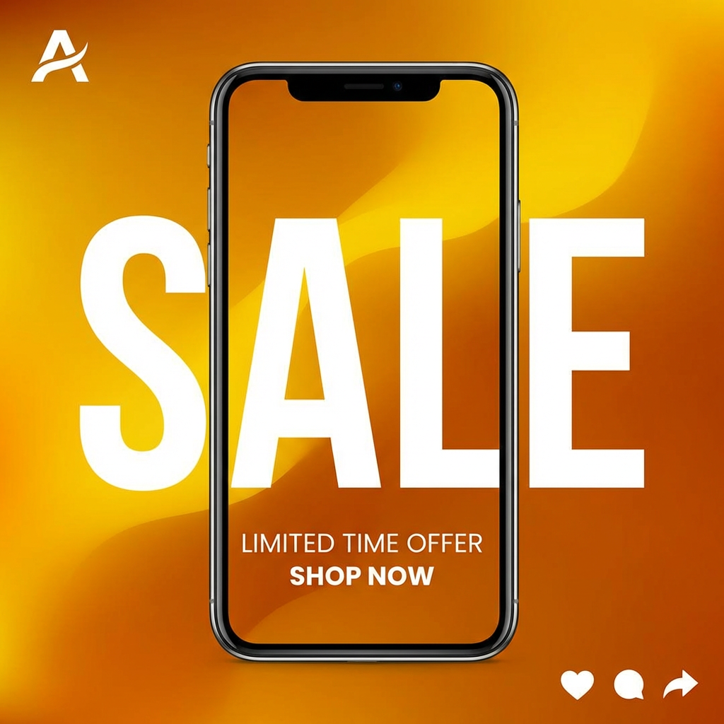 AI-generated marketing banner with bold typography and vibrant gradient design