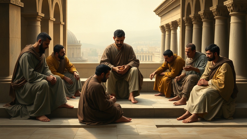 A solemn, allegorical religious scene in the style of Leonardo da Vinci, evoking the sacred right to rest as a universal moral principle without depicting any specific person or event.