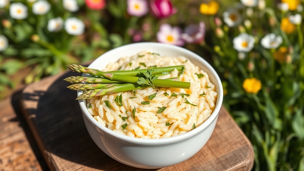 Vegan Spring Asparagus Risotto with Peas & Mint