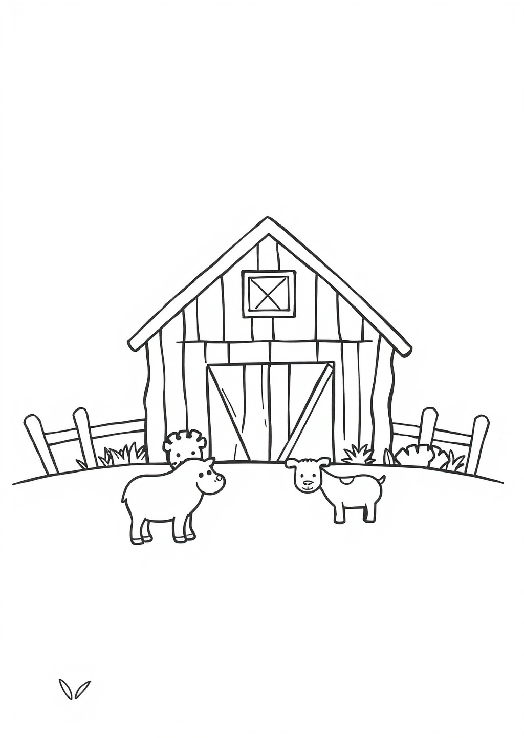 Ausmalbild: Bauernhof-Szene
