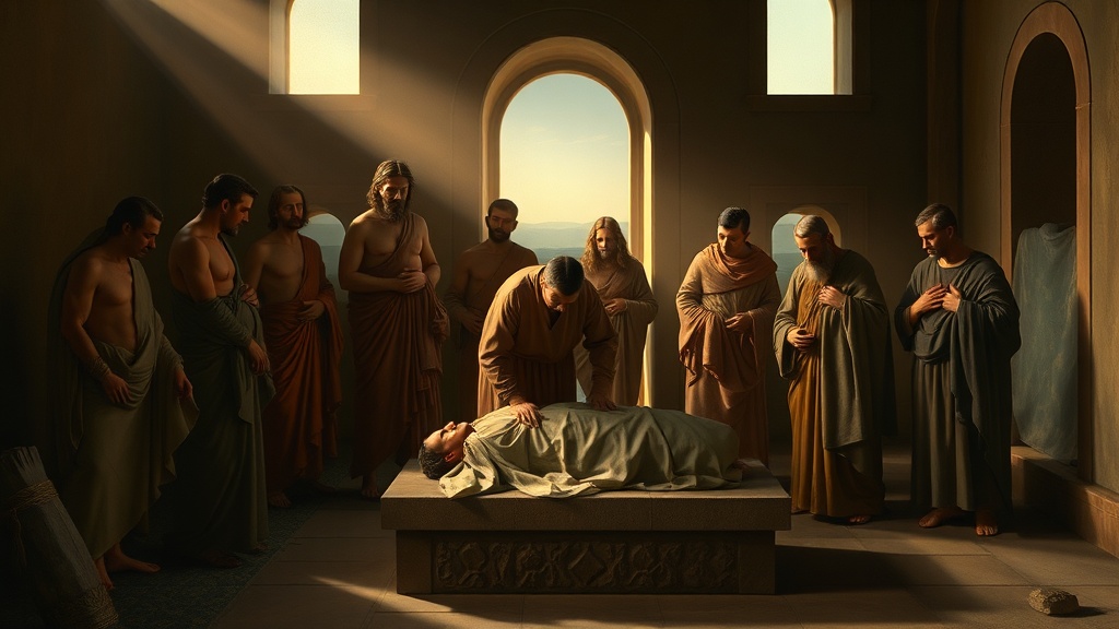 Allegorical caregiver wrapping cloak