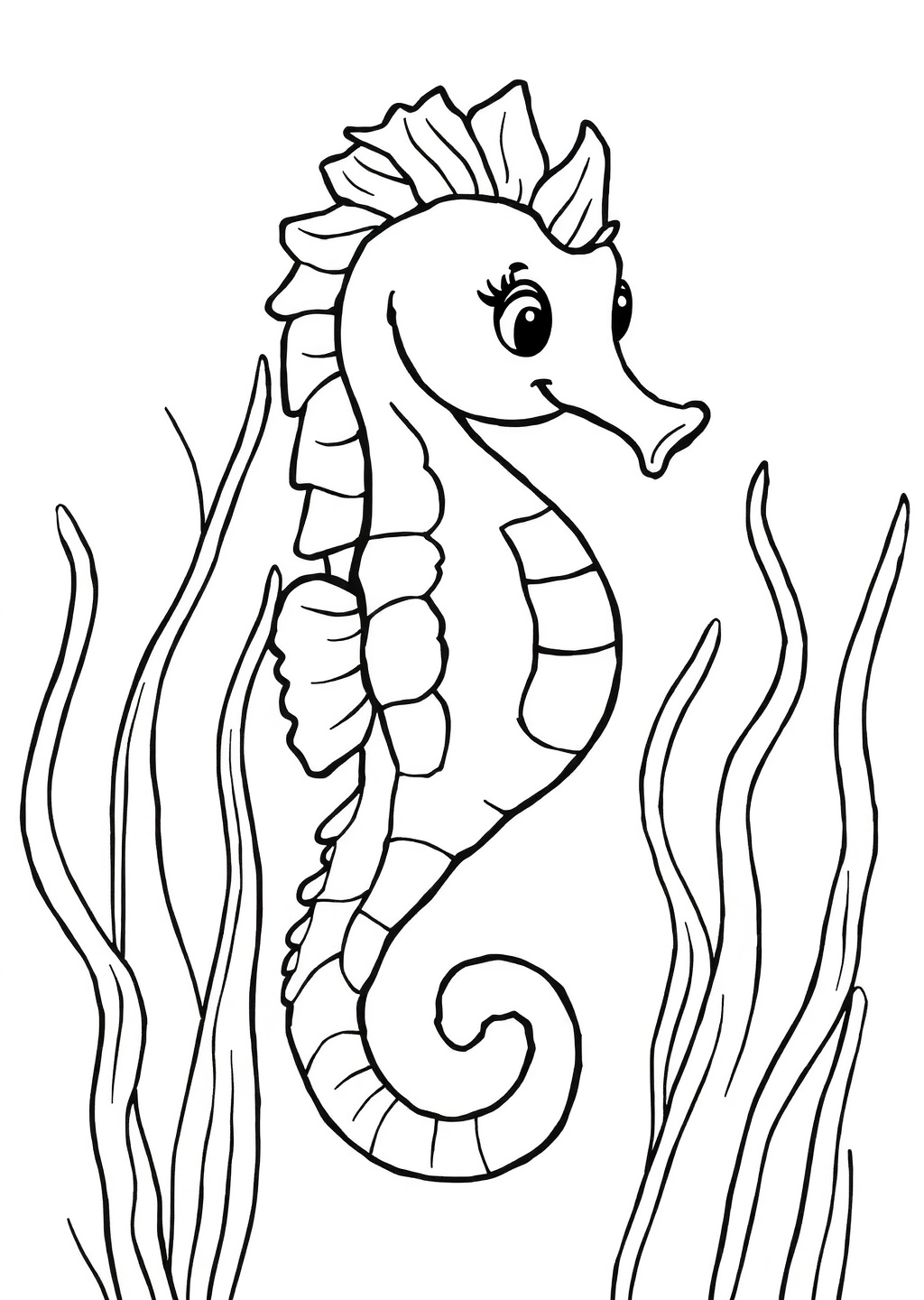 Ausmalbild: Seepferdchen