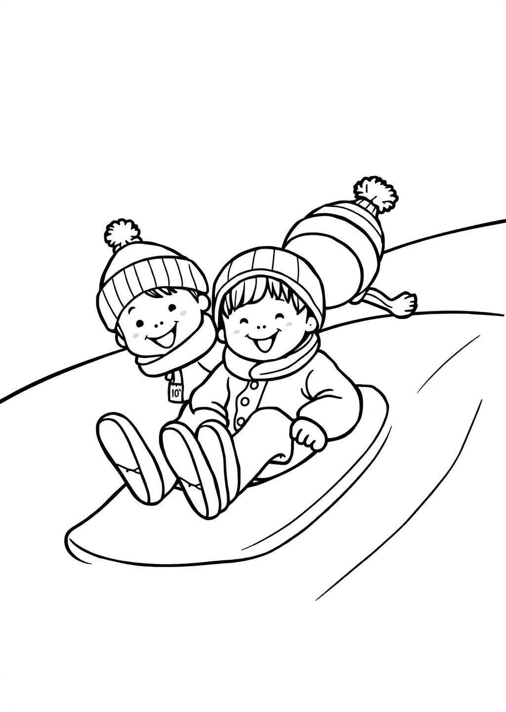 Ausmalbild: Schlittenfahrt