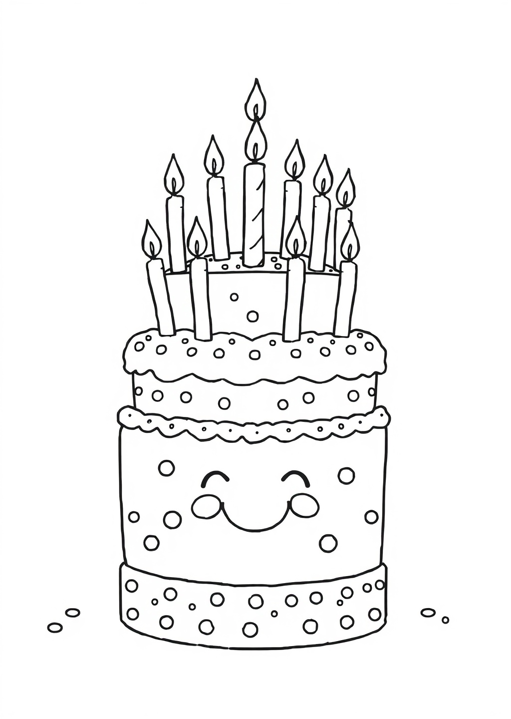 Ausmalbild: Geburtstagskuchen