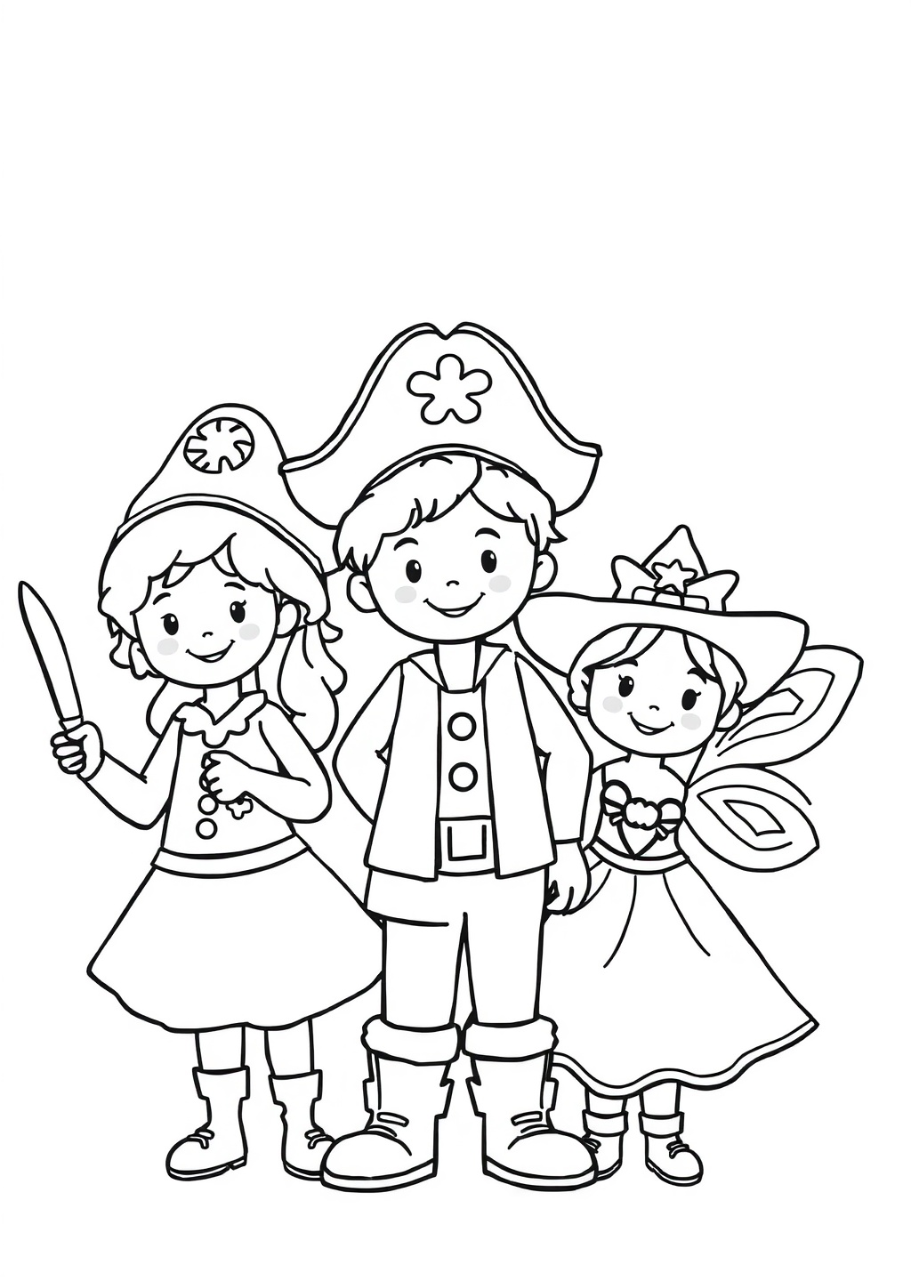 Ausmalbild: Karnevalskostüme