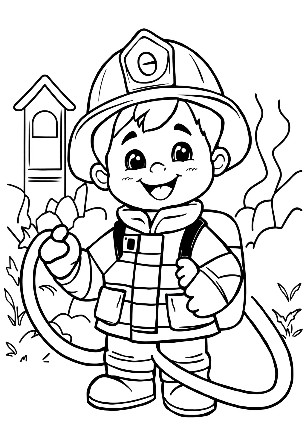 Ausmalbild: Feuerwehrmann