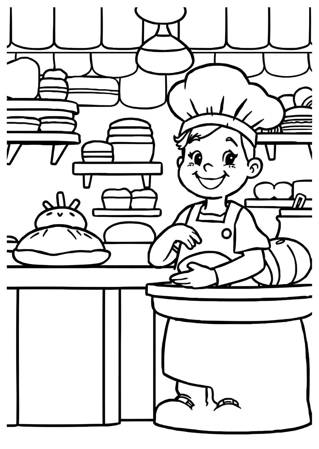 Ausmalbild: Bäckerin