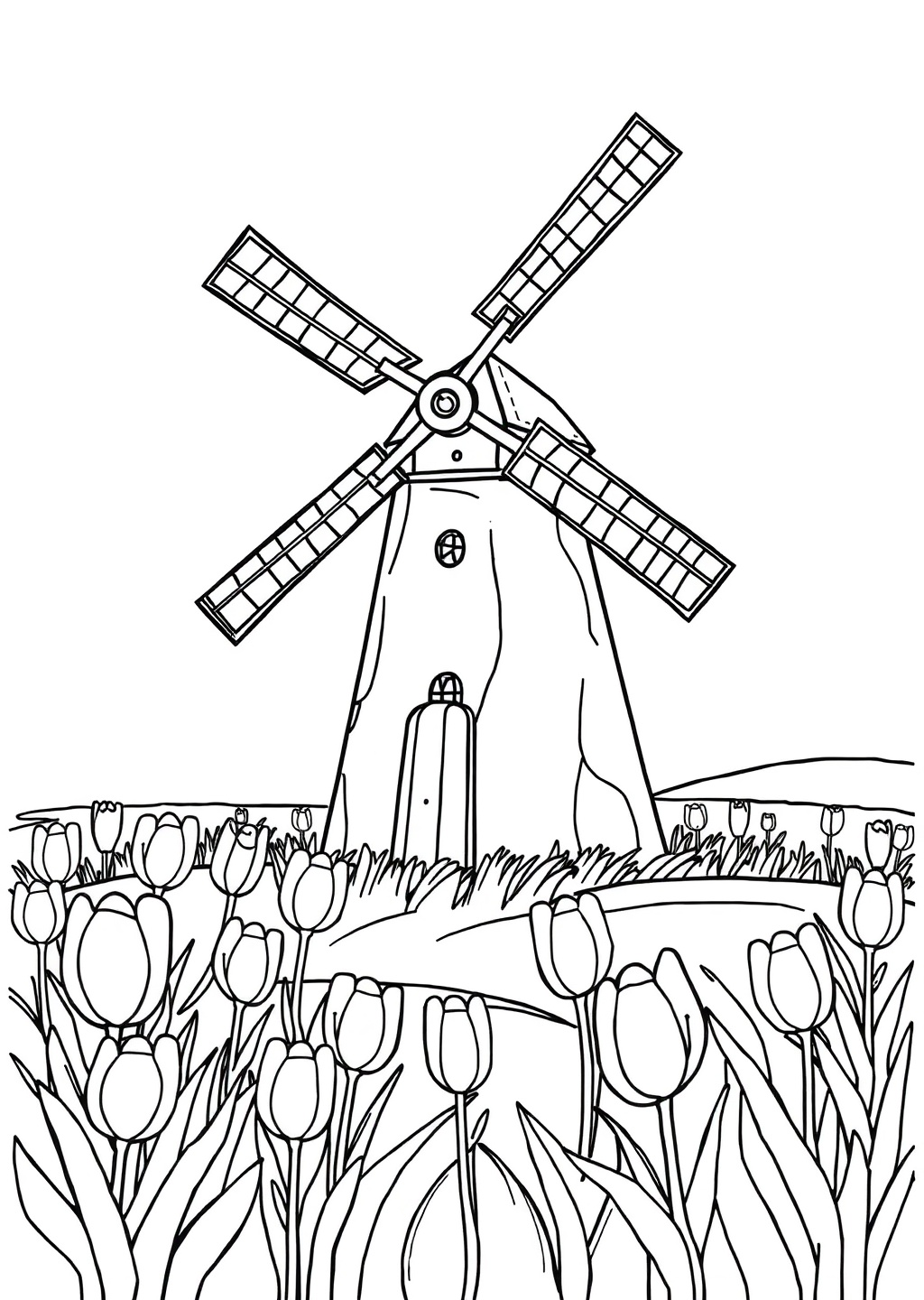 Ausmalbild: Windmühle